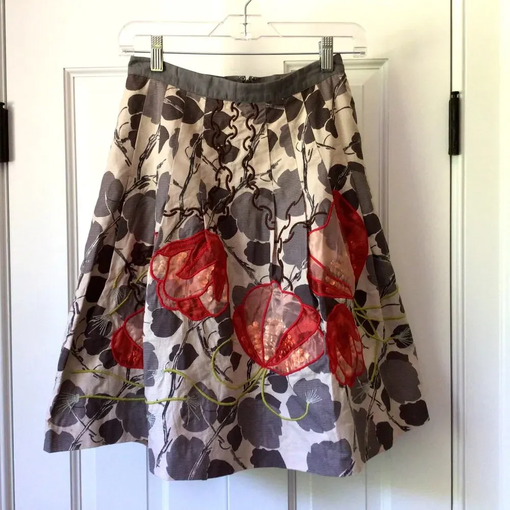 Antropologie Floreat Glowing Leaf Skirt NWT Sz 0